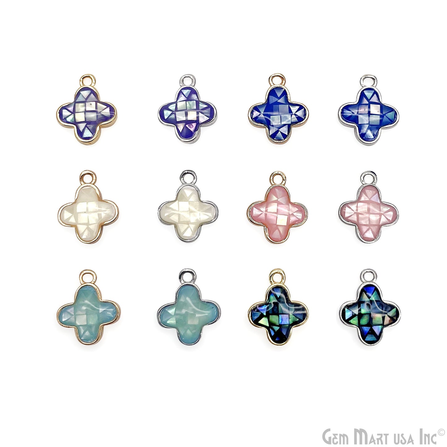 Shell Charm Clover 10mm Single Bail Bracelet Charm Pendant  Jewelry GemMartUSA