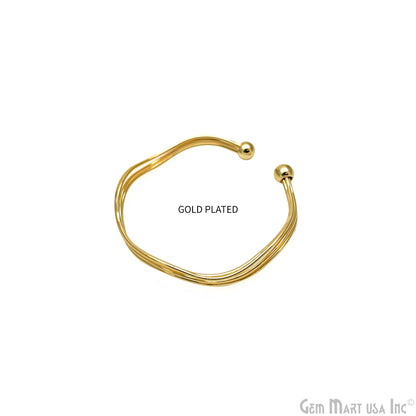 Multi Wire Cuff Bracelet, Open Cuff Bangle, Adjustable Stacking Bracelet, Knot Bangle, Minimalist Bracelet, Gold Plated Findings