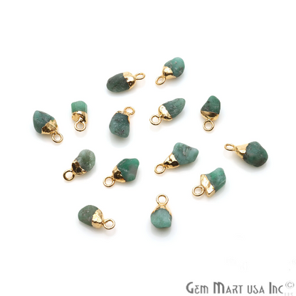 Chrysoprase Gemstone Organic Single Bail Gold Edged Connector