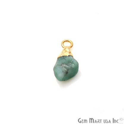 Chrysoprase Gemstone Organic Single Bail Gold Edged Connector