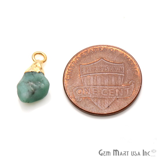 Chrysoprase Gemstone Organic Single Bail Gold Edged Connector