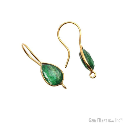 Pear Shape 31x9mm Gemstone Connector Hook Earrings