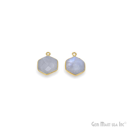 Rainbow Moonstone 13x16mm Hexagon Gold Plated Single Bail Bezel Connector