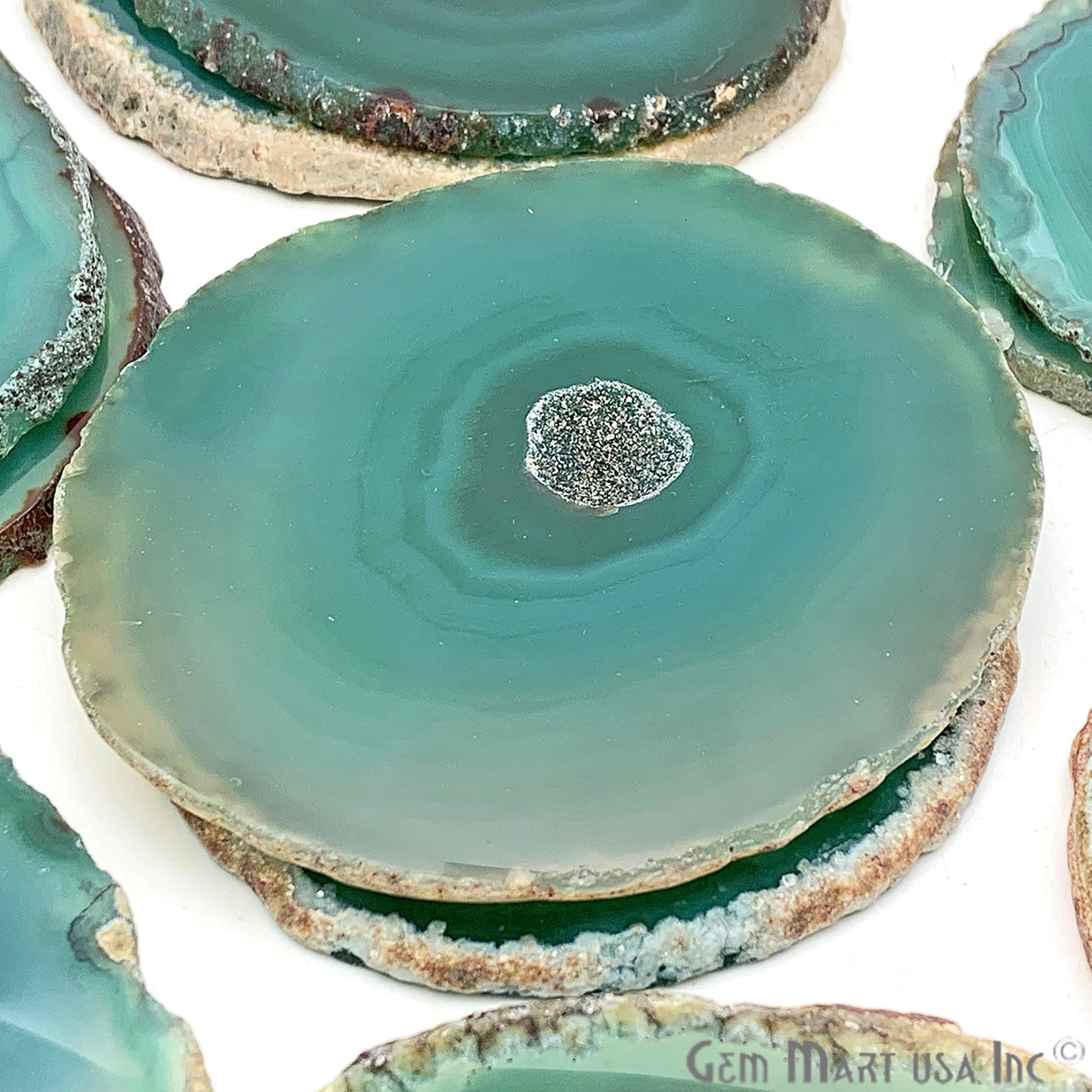 Agate Slice Coaster, Natural Gemstone Coaster, Rock & Crystal Coaster, Organic/Silver/Gold Plated Drinkware