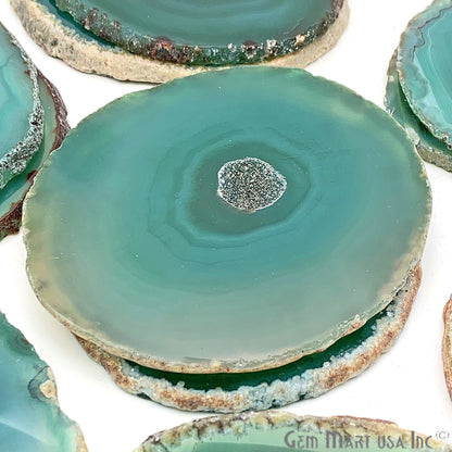 Agate Slice Coaster, Natural Gemstone Coaster, Rock & Crystal Coaster, Organic/Silver/Gold Plated Drinkware