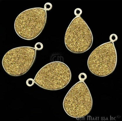 Clearance Titanium Druzy 12x16mm Pears Silver Single Bail Gemstone Connector