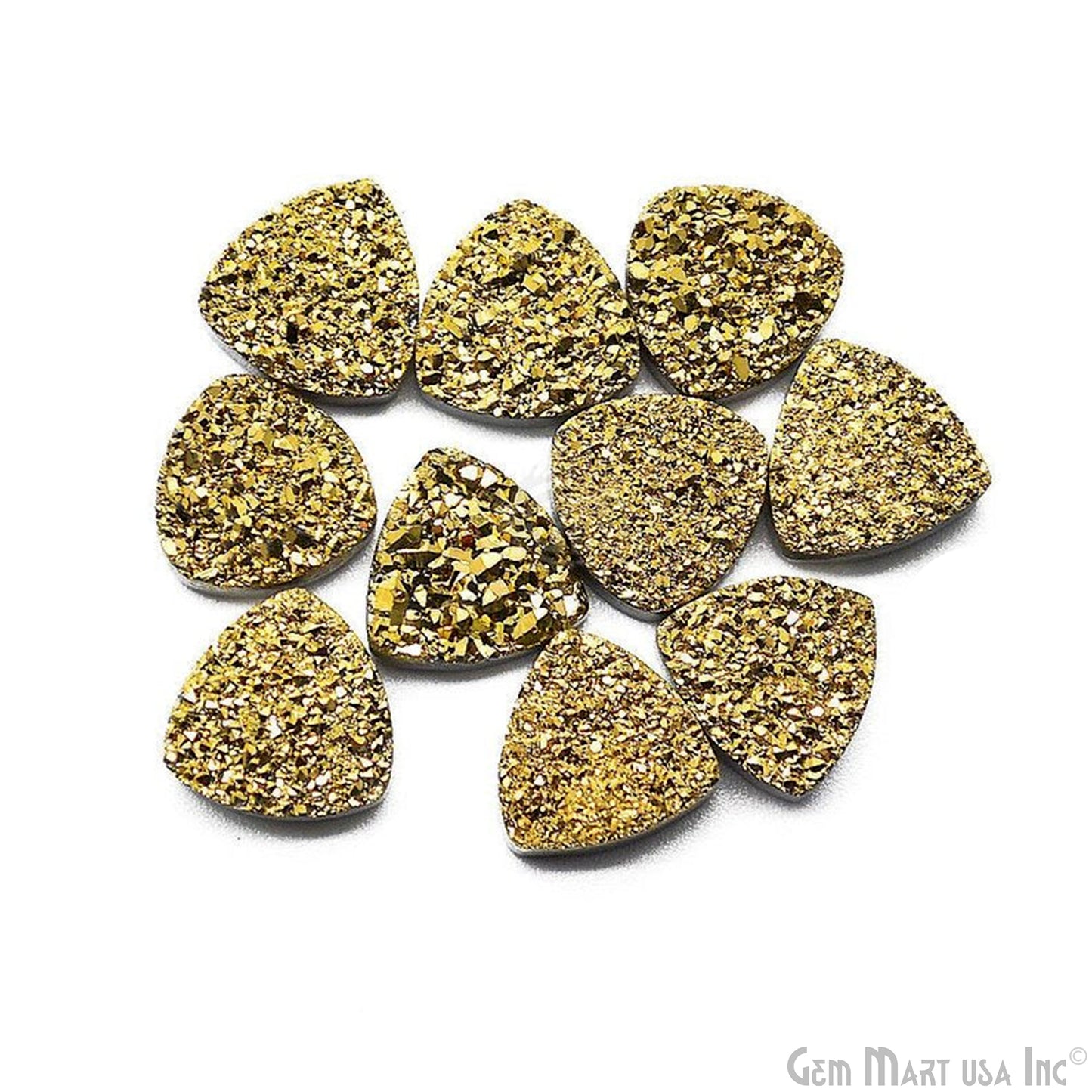 Golden Titanium Druzy Cabochon 12mm Trillion Loose Druzy