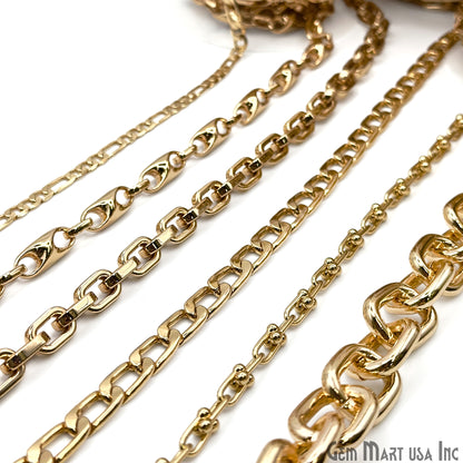 Gold Plated Chain Bulk Lot, Chunky Link Finding Chain, Wholesale Thick Jewelry Chain, Necklace Bracelet, DIY Jewelry Starter Kit, 9+ ft