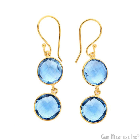 Round Shape 50x12mm Gold Plated Gemstone Hook Earrings (Pick your Gemstone) (90074-1)