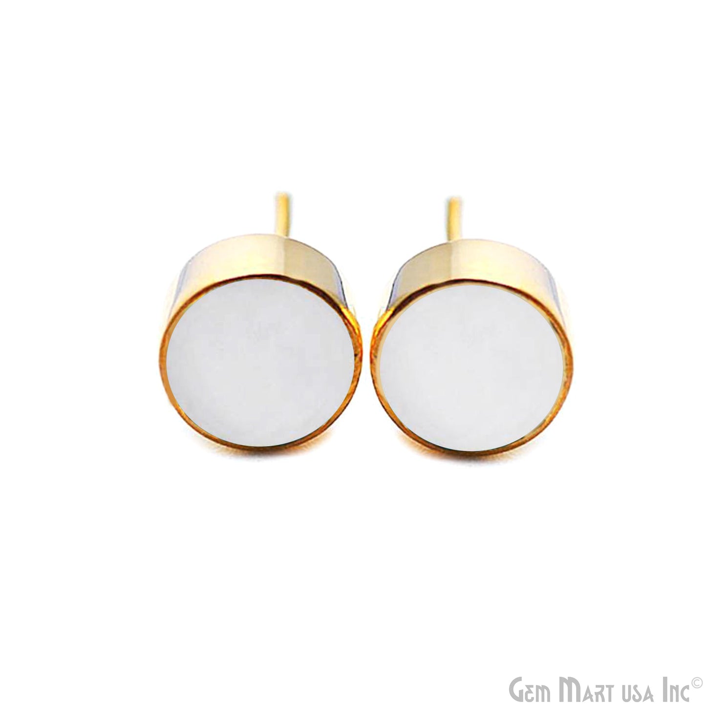 Gold Plated 8mm Round Gemstone Stud Earrings (Pick Your Gemstone)