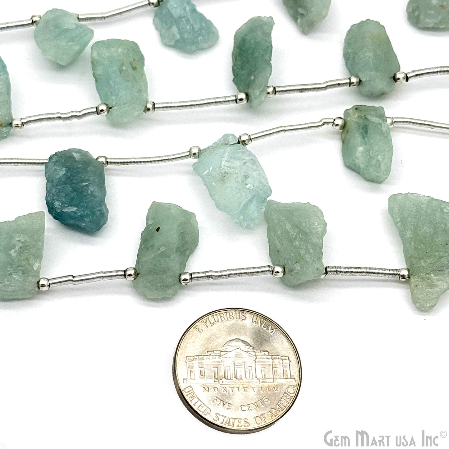 Raw Aquamarine, Rough Nugget Drilled Beads, Unpolished Rough Natural Gemstone, 16x8mm, For Jewelry Making Beads, 1 Strand 7" Inch