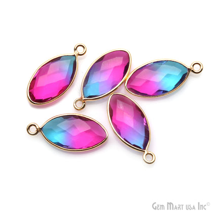 Doublet Aura Quartz 8x16mm Marquise Single Bail Gold Bezel Connector