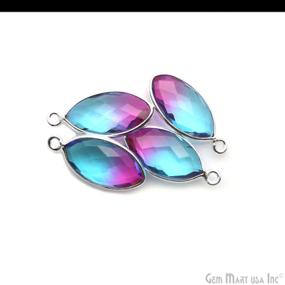 Doublet Aura Quartz 8x16mm Marquise Single Bail Silver Bezel Connector