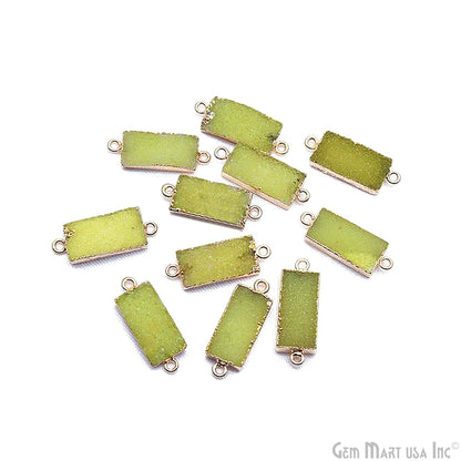 Gold Electroplated Druzy 10x20mm Octagon Double Bail Gemstone Connector