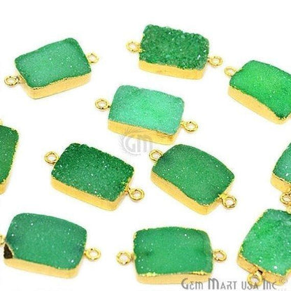 Clearance Gold Electroplated Druzy 13x18mm Octagon Double Bail Gemstone Connector