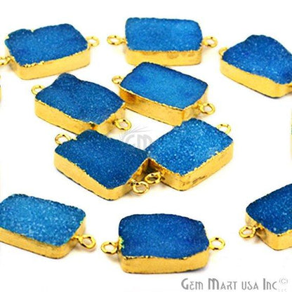 Clearance Gold Electroplated Druzy 13x18mm Octagon Double Bail Gemstone Connector