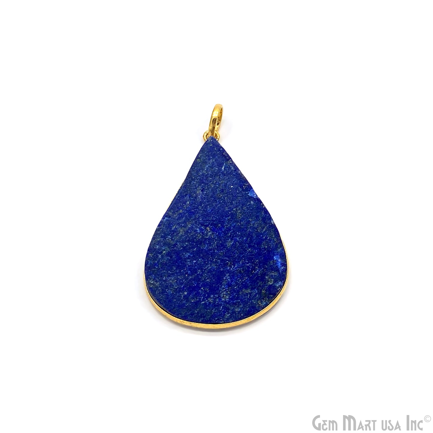 Lapis Lazuli Pendant Pear Shape 48x34mm Single Bail Gold Plated Bezel Pendant