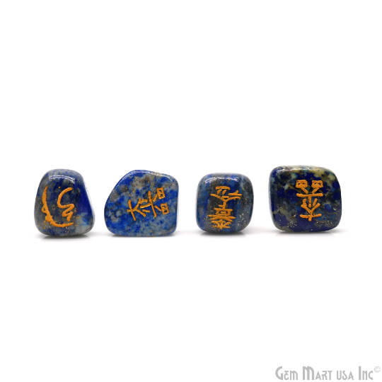 Lapis Archangel Sigil Engraved Tumbled Set 4 Pc Lot