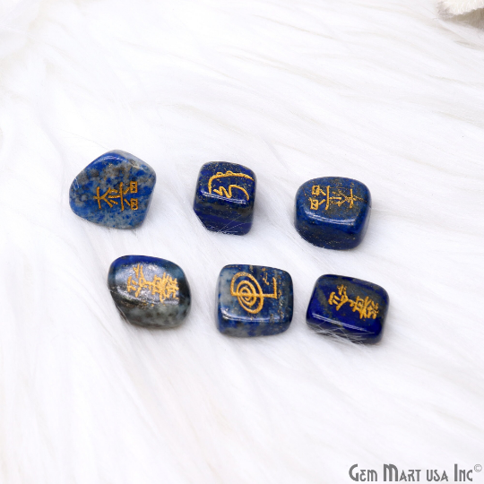 Lapis Archangel Sigil Engraved Tumbled Set 4 Pc Lot