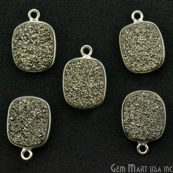Clearance Titanium Druzy 10x12mm Octagon Silver Single Bail Bezel Gemstone Connector