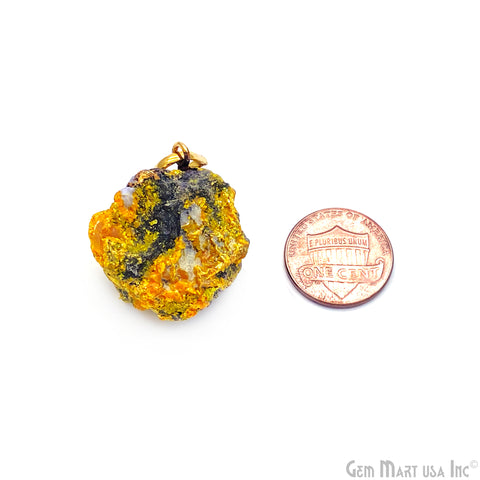 Orpiment Pendant Organic Shape 26x18mm Single Bail Gold Plated Bezel Pendant