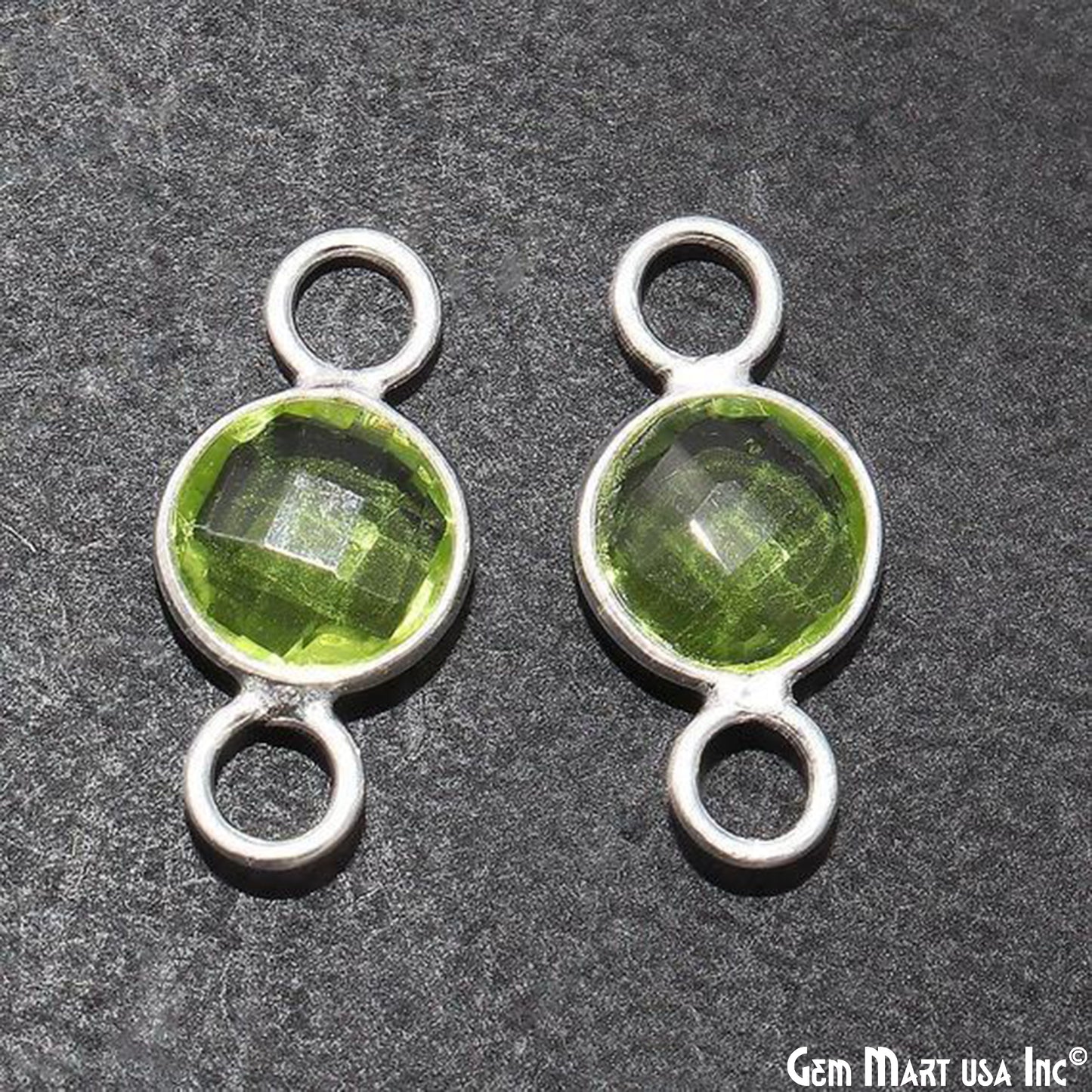 Round 8mm Silver Bezel Big Bail Gemstone Connector
