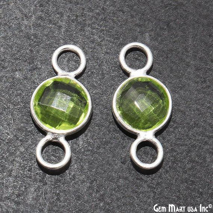 Round 8mm Silver Bezel Big Bail Gemstone Connector