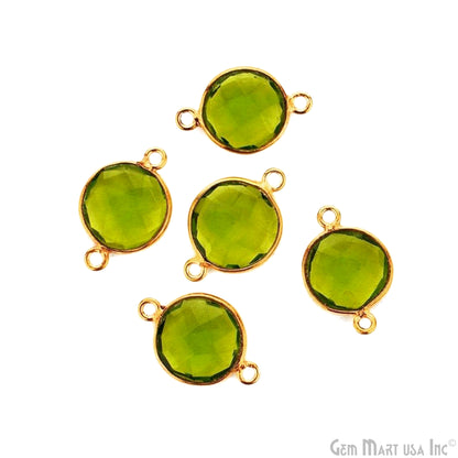 Round Shape 10mm Gold Plated Bezel Gemstone Connector (Pick Gemstone)