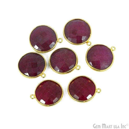 Round 16mm Single Bail Gold Bezel Gemstone Connector