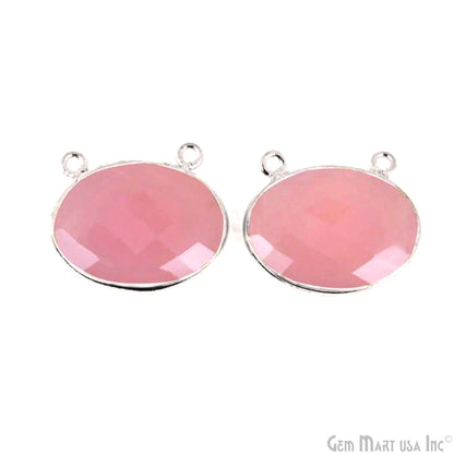 Oval 15x20mm Cat Bail Gemstone Silver Bezel Connector