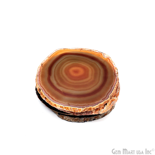 Red Natural Gemstone Coaster, Agate Slice Coaster, Rock & Crystal Coaster, Organic Drinkware