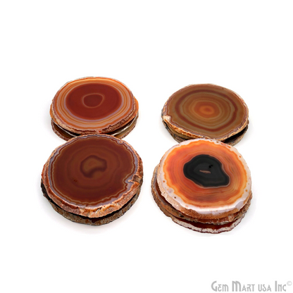 Red Natural Gemstone Coaster, Agate Slice Coaster, Rock & Crystal Coaster, Organic Drinkware