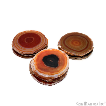 Red Natural Gemstone Coaster, Agate Slice Coaster, Rock & Crystal Coaster, Organic Drinkware