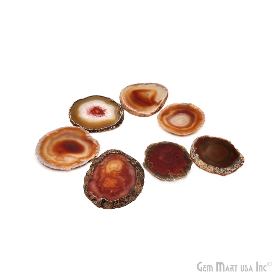 Red Natural Gemstone Coaster, Agate Slice Coaster, Rock & Crystal Coaster, Organic Drinkware