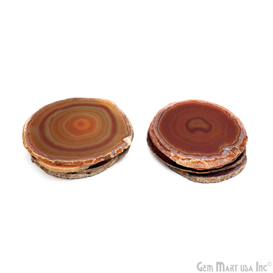 Red Natural Gemstone Coaster, Agate Slice Coaster, Rock & Crystal Coaster, Organic Drinkware