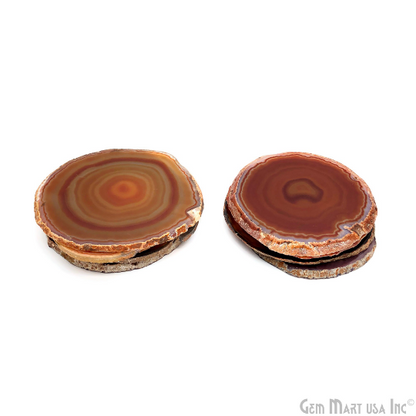 Red Natural Gemstone Coaster, Agate Slice Coaster, Rock & Crystal Coaster, Organic Drinkware