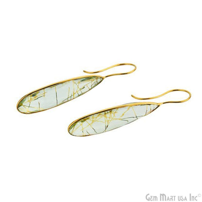 Pear Shape 57x11mm Gold Plated Gemstone Hook Earrings (Pick your Gemstone) (90049-1)