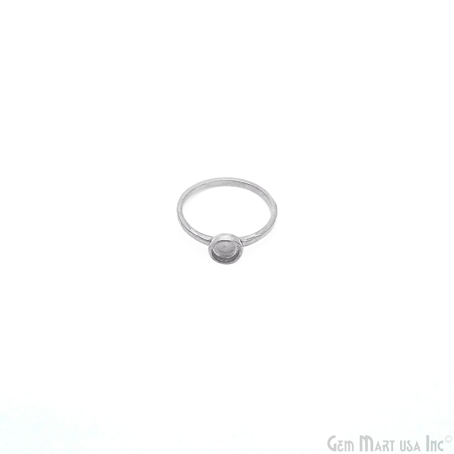 Round Bezel Cup Blank Ring Silver Plated 5mm Round Stone Slot With Open Backing, Ring Setting