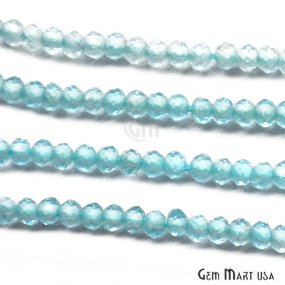 Blue Apatite Rondelle Beads, 12-13 Inch Gemstone Strands, Drilled Strung Nugget Beads, Faceted Round, 2-2.5mm