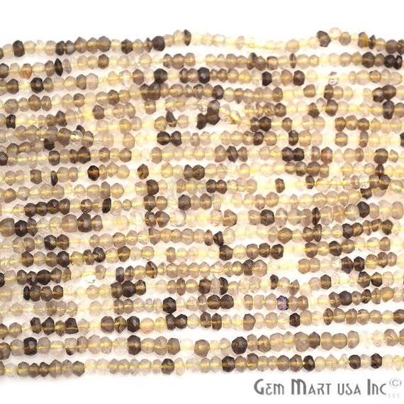 Gemstone Rondelle Bead Strands, Round Faceted, Polished Beads, Handmade Rondelle Beads, 12.5-inch, 3-4mm Round Strands for DIY Jewelry Making