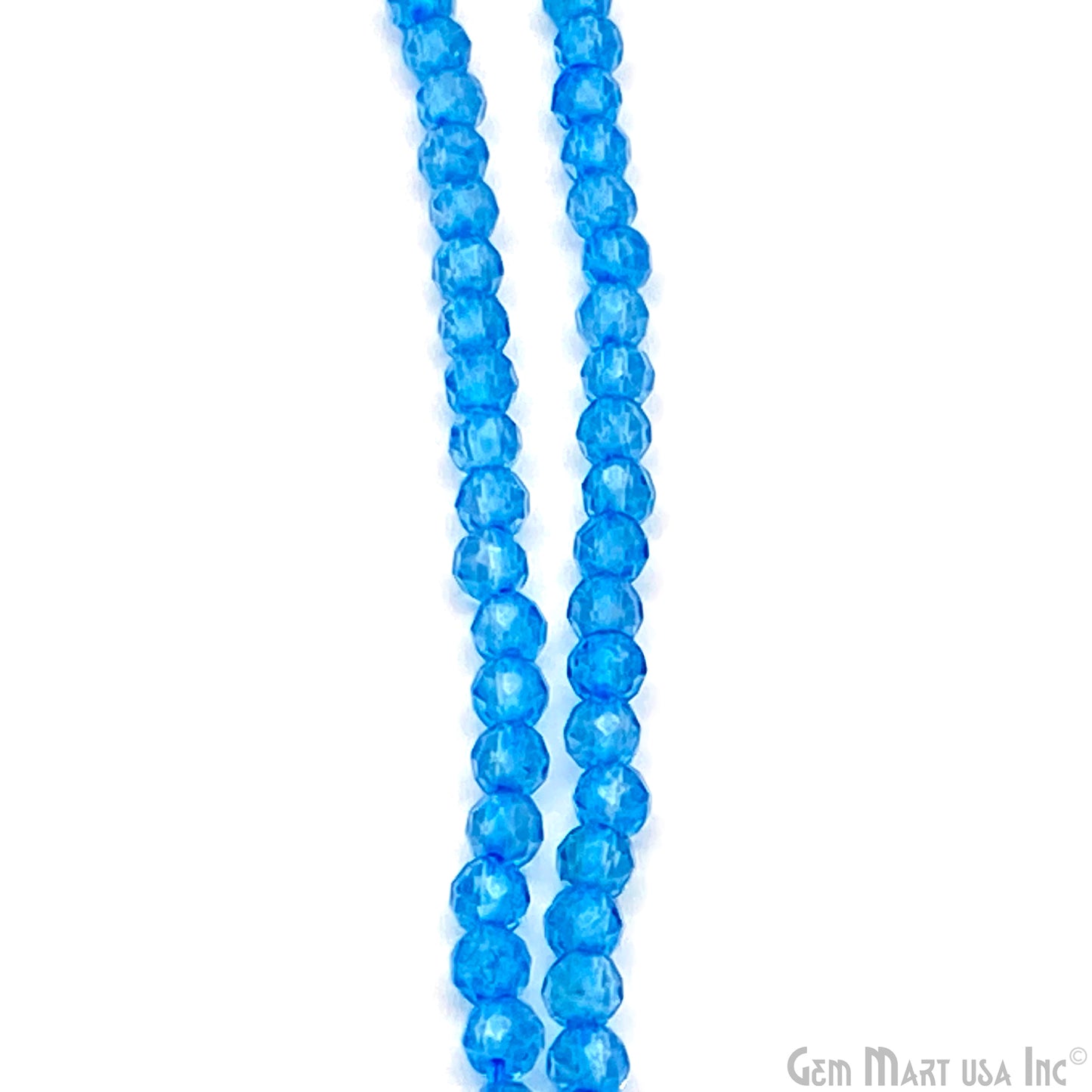 Blue Topaz Rondelle Beads, 13 Inch Gemstone Strands, Drilled Strung Nugget Beads, Faceted Round, 3-4mm
