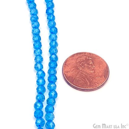 Blue Topaz Rondelle Beads, 13 Inch Gemstone Strands, Drilled Strung Nugget Beads, Faceted Round, 3-4mm