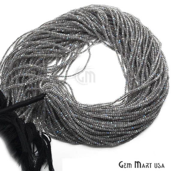 Rondelle Beads, 12-13 Inch Bead Strands, Natural Strung Gemstone, 2-2.5mm, Faceted, GemMartUSA (70000)