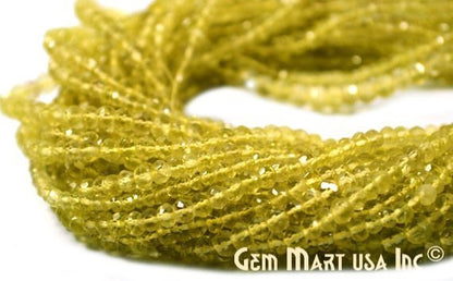 Gemstone Rondelle Bead Strands, Round Faceted, Polished Beads, Handmade Rondelle Beads, 12.5-inch, 3-4mm Round Strands for DIY Jewelry Making