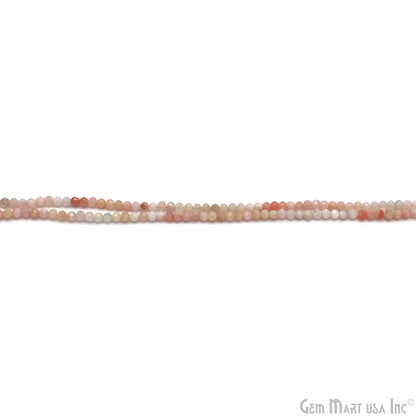 Pink Opal Rondelle Beads, 12 Inch Gemstone Strands, Drilled Strung Nugget Beads, Faceted Round, 2-2.5mm