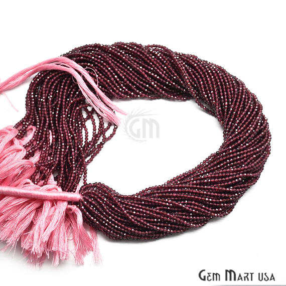 Rondelle Beads, 12-13 Inch Bead Strands, Natural Strung Gemstone, 2-2.5mm, Faceted, GemMartUSA (70000)