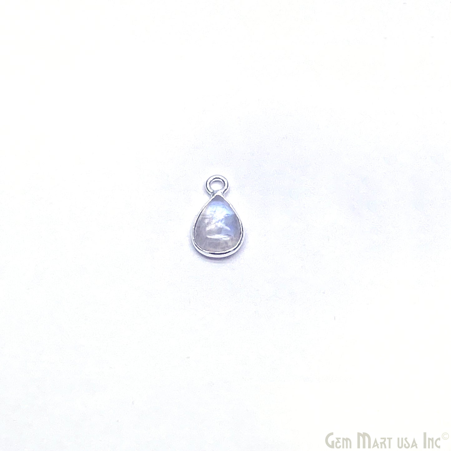 Rainbow Moonstone Pears Cabochon 6x8mm Silver Plated Single Bail Bezel Gemstone Connector