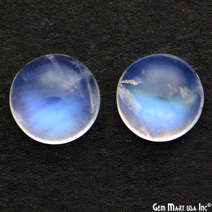 Rainbow Moonstone Round Cabochon, 9mm, 2pc, 100% Natural Cabochon Loose Gems, Wholesale Gemstones