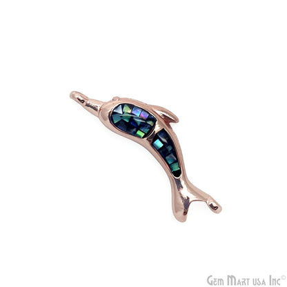 Shell Dolphin Fish Charm Pendant 24x8mm Single Bail Bracelet Charm Jewelry GemMartUSA