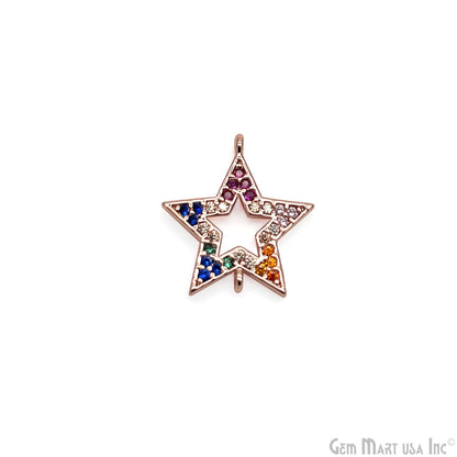 Multi Zircon Star Shape Double Bail Pendant Connector Charms Jewelry GemMartUSA
